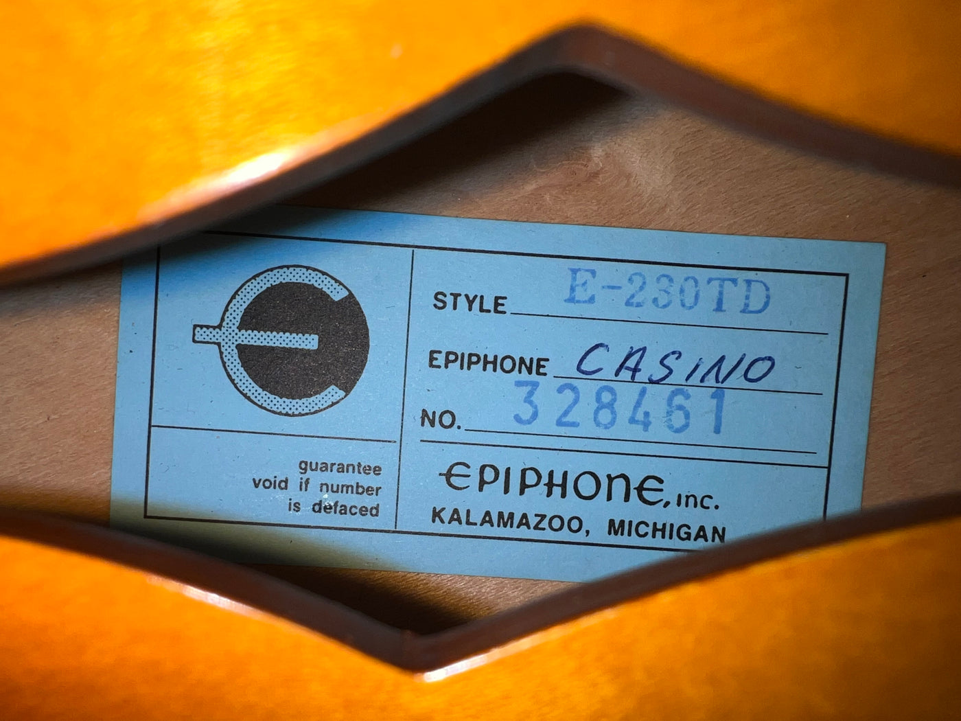 Epiphone E-230TD Casino '64 Reissue 1990s Sunburst Shop Order John Lennon Spec Lacquer Finish Made in Japan MIJ w/ Hard Case