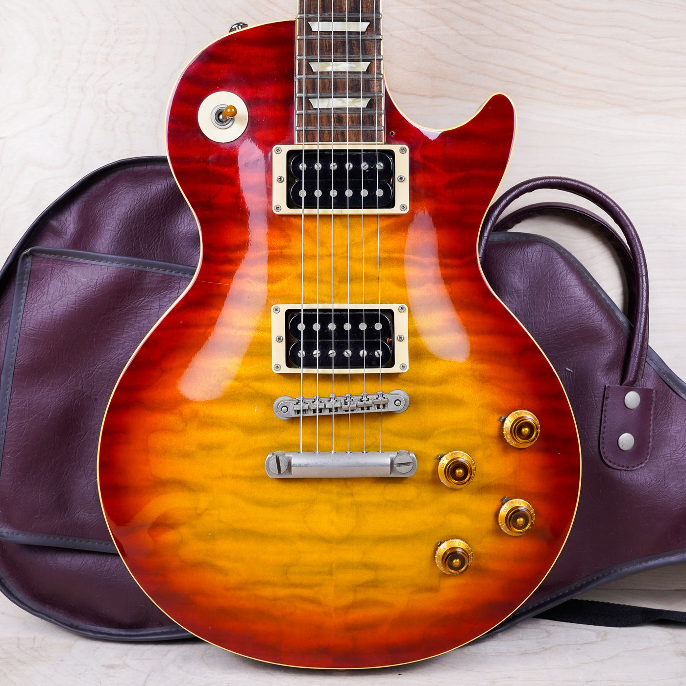 Orville LPS-75 Les Paul Standard MIJ 1993 Cherry Sunburst Quilt Top Japan Gibson w/ Bag