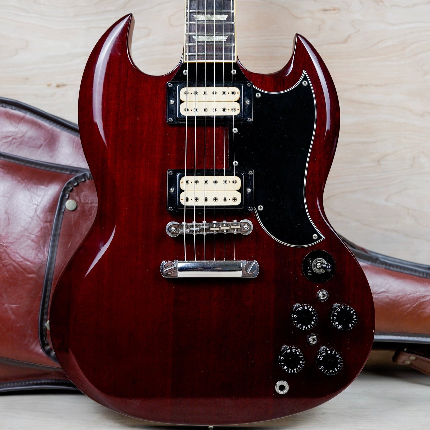 Burny RSG-75-63 MIJ 1980 Cherry 63' Reissue Vintage SG Style Guitar Made in  Japan w/ Bag