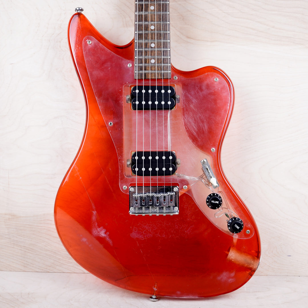 Barclay 5004 Acrylic Offset Guitar 1990's Translucent Red w/ Bag