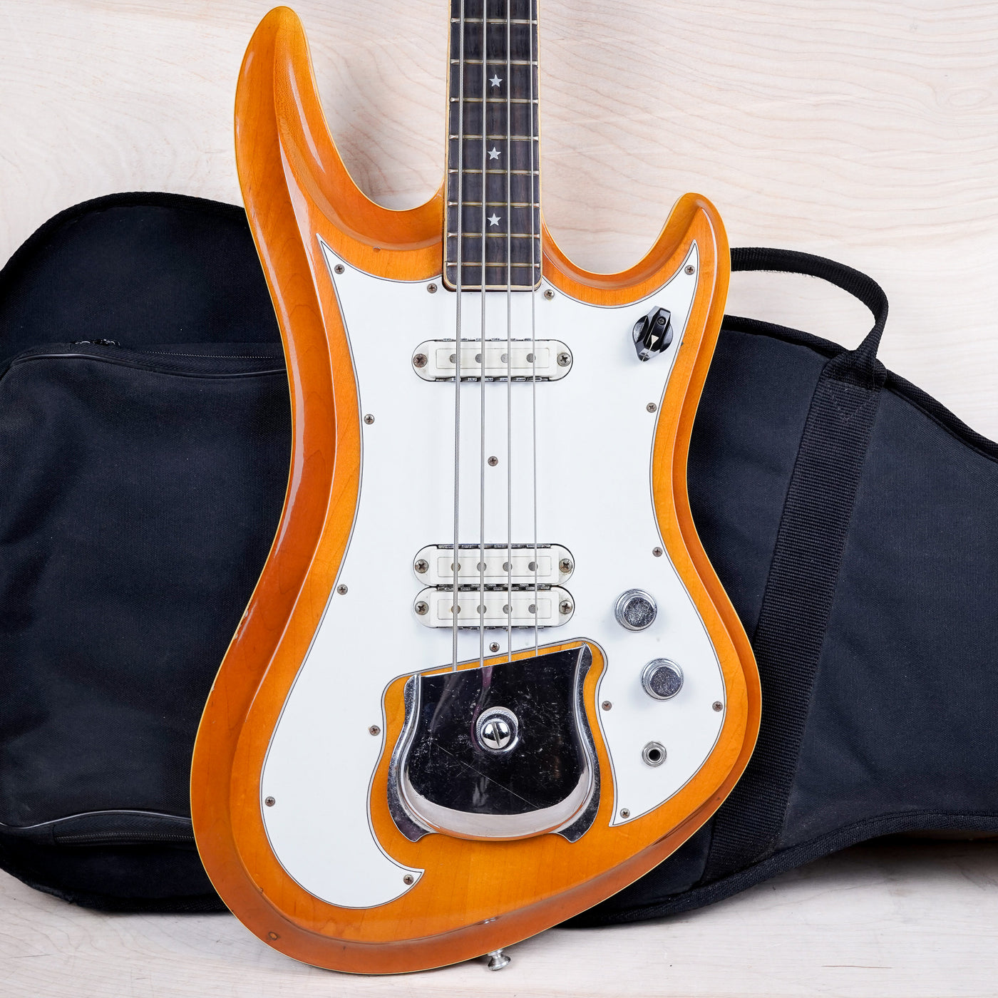 Guyatone EB-9 Custom Bass MIJ 1976 Natural Vintage Made in Japan w/ Bag