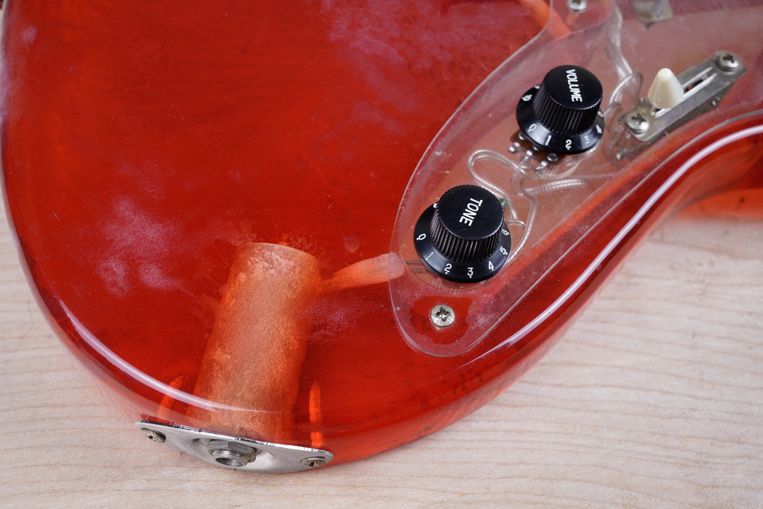 Barclay 5004 Acrylic Offset Guitar 1990's Translucent Red w/ Bag