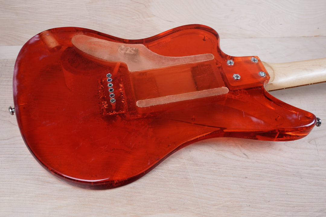Barclay 5004 Acrylic Offset Guitar 1990's Translucent Red w/ Bag