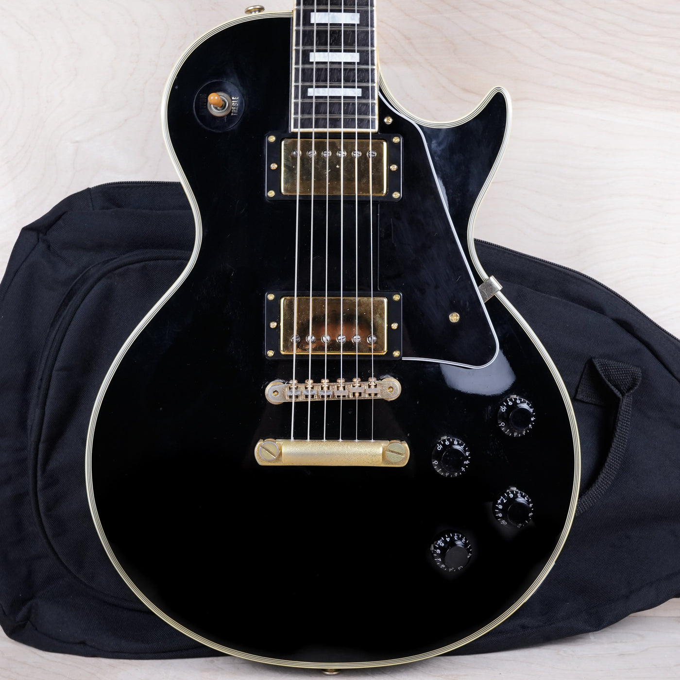 Burny RLC-60 1987 Black Beauty Custom Vintage Made in Japan MIJ VH-1 PAF Pickups 1960 Reissue w/ Bag