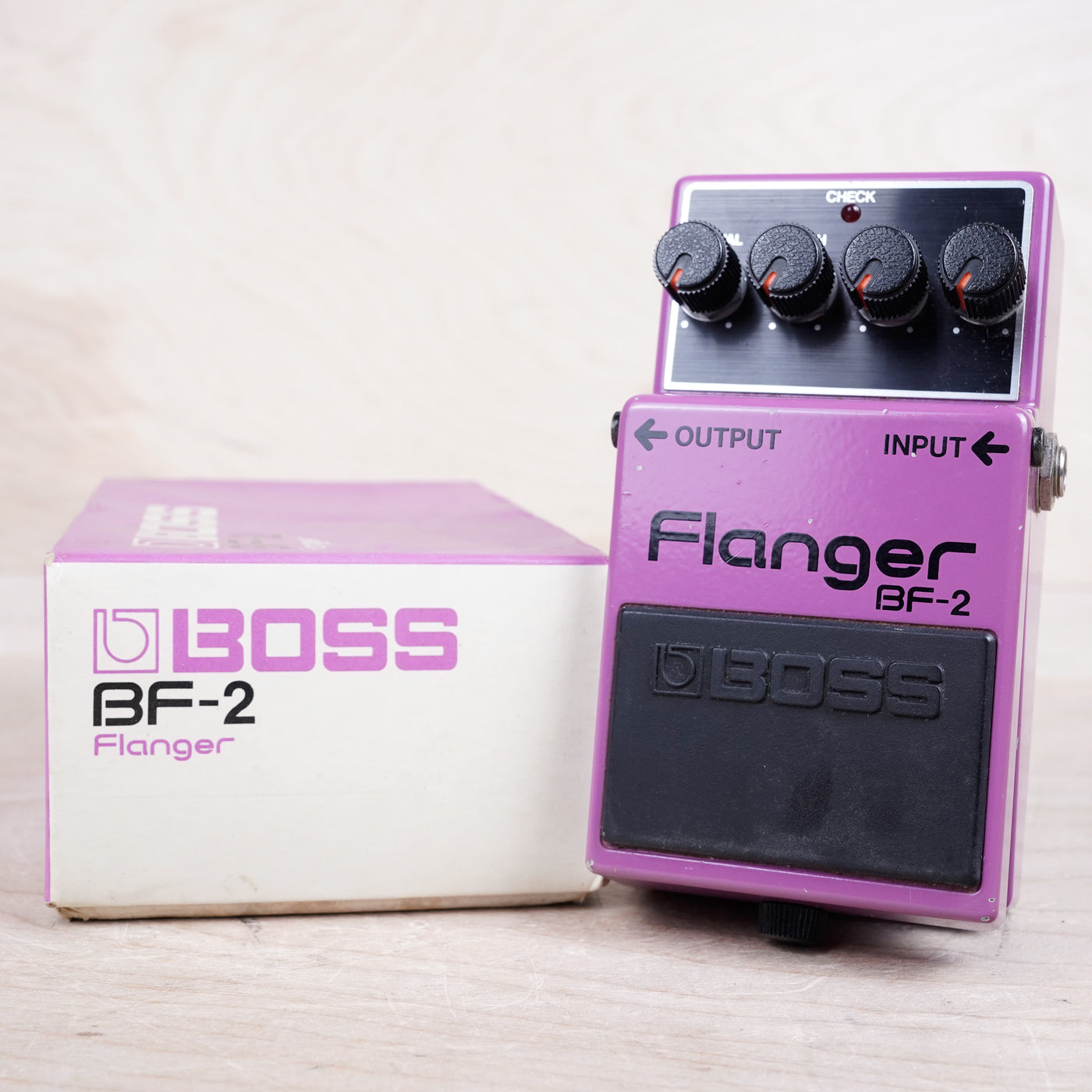 Boss BF-2 Flanger (Black Label) 1983 Purple Made In Japan MIJ ACA w/ Box