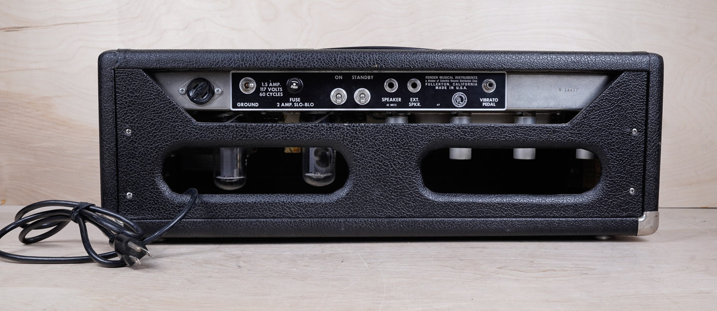 Fender Black Panel Bandmaster 40-Watt 2-Channel Guitar Amp Head 1965 3 Prong Cable