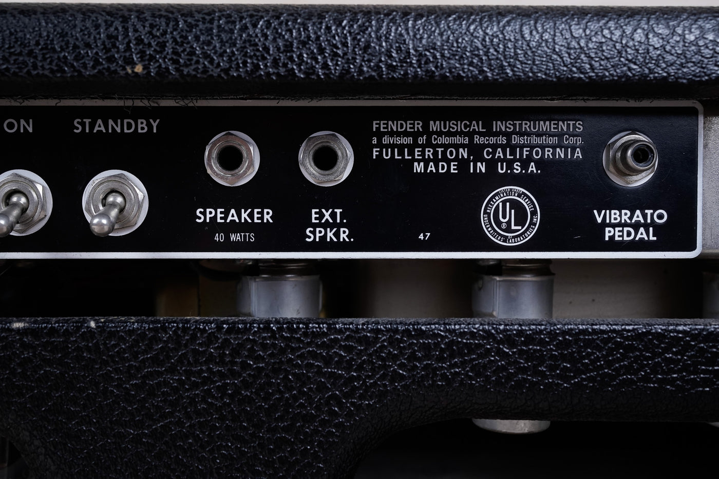 Fender Black Panel Bandmaster 40-Watt 2-Channel Guitar Amp Head 1965 3 Prong Cable