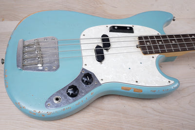 Fender JMJ Justin Meldal-Johnsen Road Worn Signature Mustang Bass 2019 Faded Daphne Blue w/ Bag