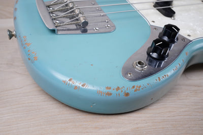 Fender JMJ Justin Meldal-Johnsen Road Worn Signature Mustang Bass 2019 Faded Daphne Blue w/ Bag