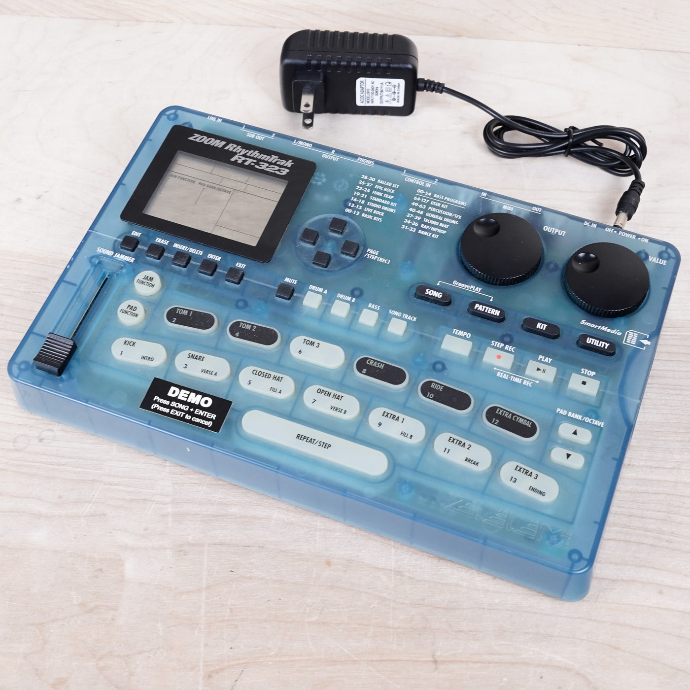 Zoom RhythmTrak RT-323 Drum Machine Transparent Blue w/ Power Supply