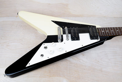 ESP Edwards E-FV-125WB Michael Schenker Signature Flying V 2007 Black and White w/ Bag