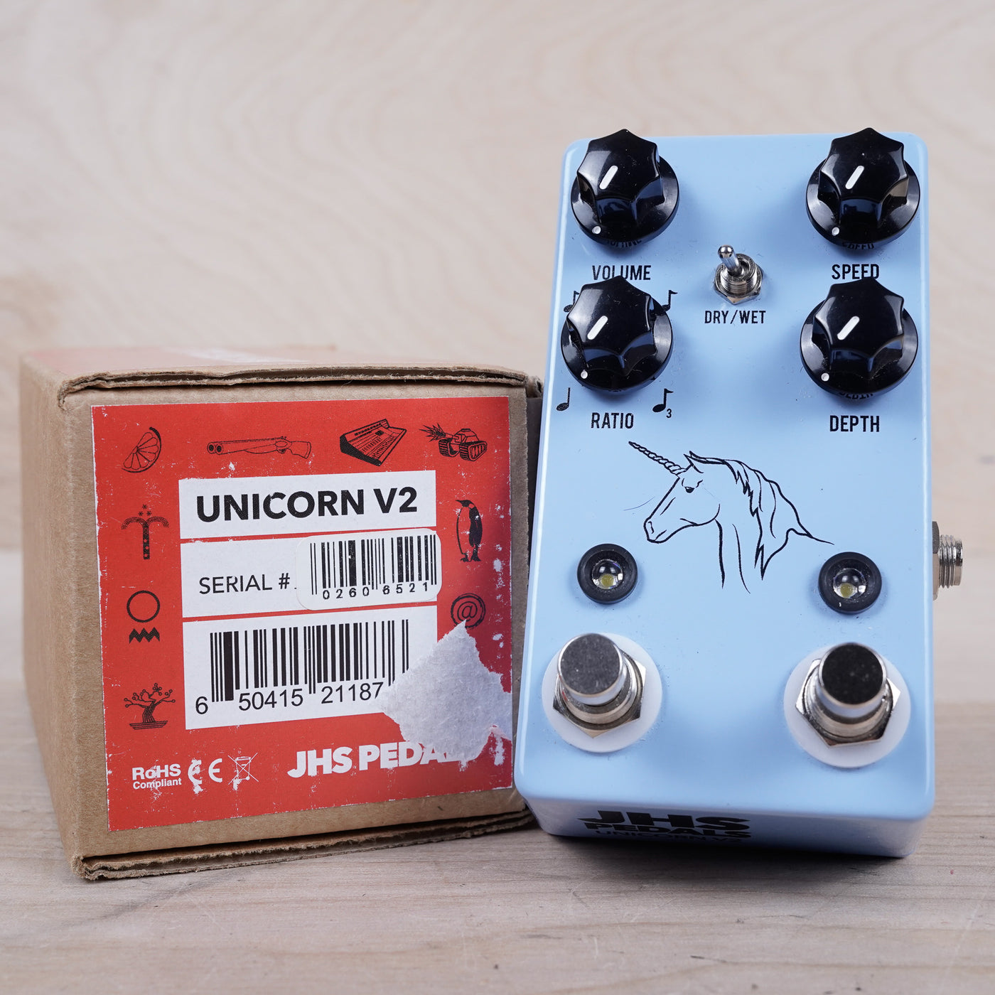 JHS Unicorn V2 Univibe Vibrato Pedal Blue in Box w/ Paperwork