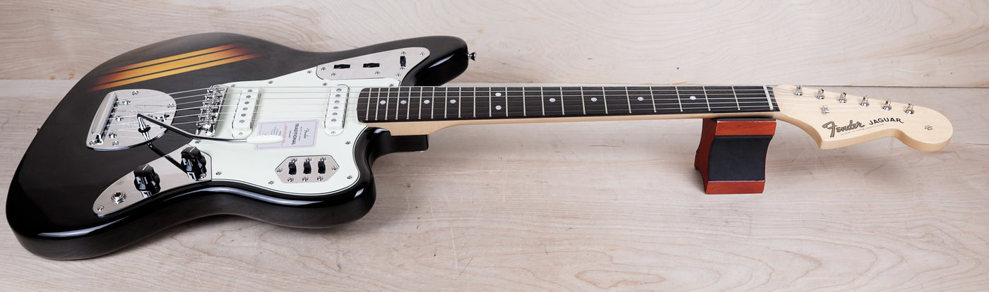 Fender Made in Japan 2025 Collection Traditional II '60s Jaguar 2025 Black w/ Sunburst Competition Stripe w/ Bag