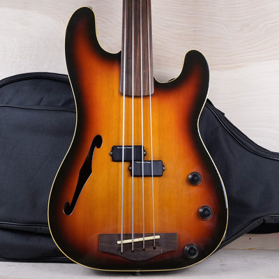 Fender PBAC-950FL Precision Bass Semi-Hollow Body MIJ 1990 Sunburst Fretless Made in Japan w/ Bag