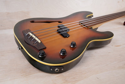 Fender PBAC-950FL Precision Bass Semi-Hollow Body MIJ 1990 Sunburst Fretless Made in Japan w/ Bag