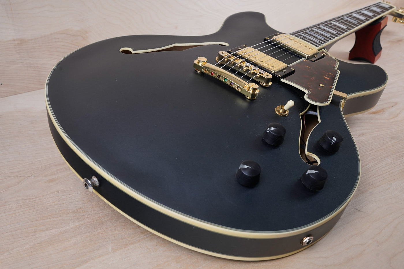 D'Angelico Excel EX-DC Semi-Hollow Body Electric Guitar 2015 Solid Black Satin Finish w/ OHSC