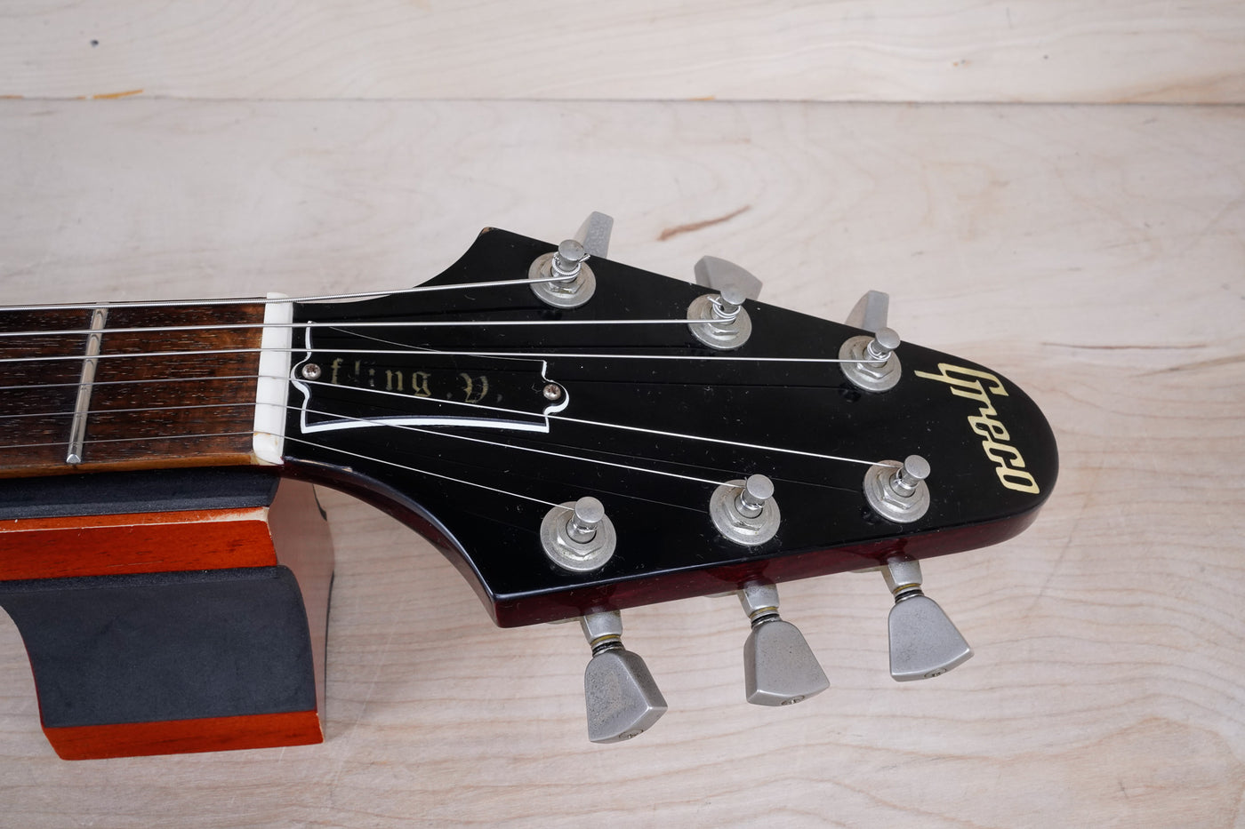 Greco Flying V Non Catalog MIJ 1982 Red Flame CMT Style Made in Japan w/ Bag