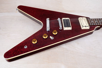 Greco Flying V Non Catalog MIJ 1982 Red Flame CMT Style Made in Japan w/ Bag