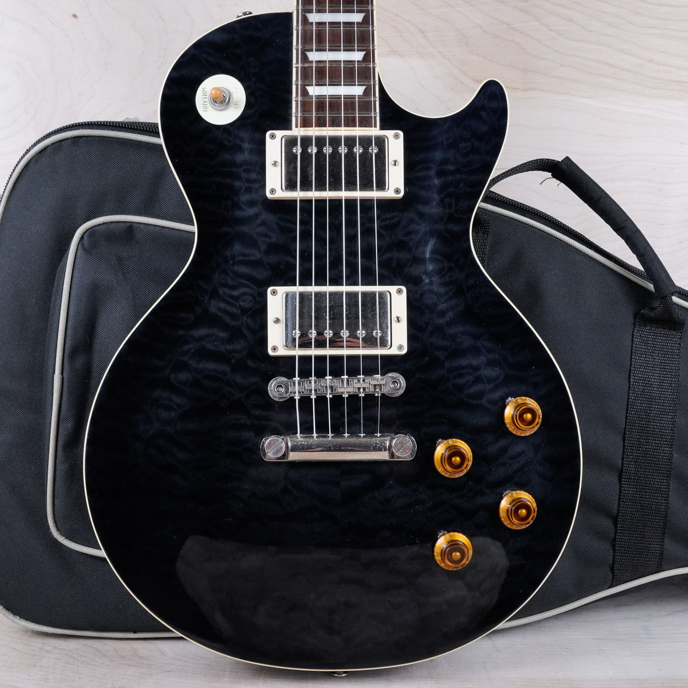 Tokai Love Rock LS142Q 2019 See-Through Black Quilt Top Standard Made in Japan MIJ w/ Bag