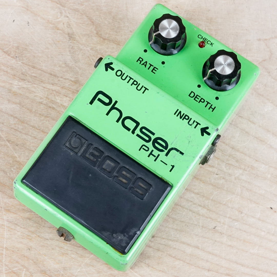 boss phaser pedal Boss PH-1 Phaser (Black Label) w/Silver Screw & Long Dash 1978 Green Made in Japan ACA