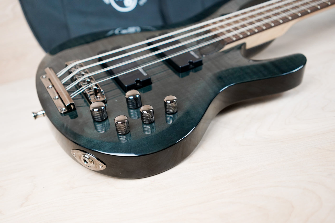 ESP LTD B-208FM 2016 8 String Bass Guitar Transparent Black Flame w/ Bag