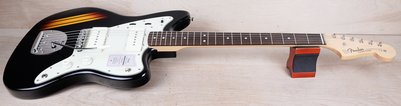 Fender 2025 Collection Traditional II '60s Jazzmaster 2025 Black w/ Sunburst Competition Stripe MIJ w/ Bag