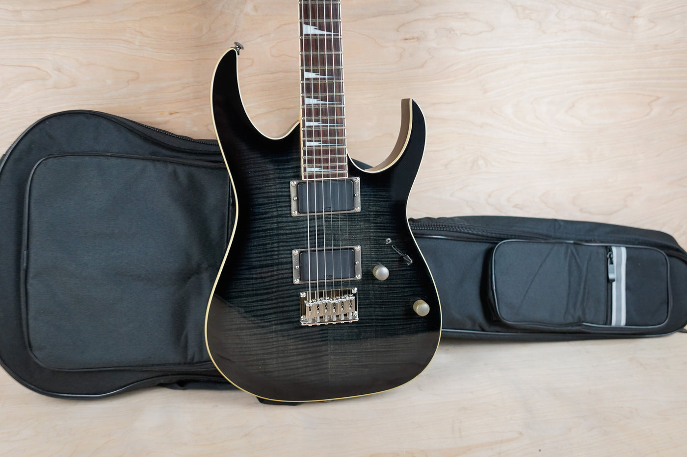 Ibanez RG3EXFM1 2008 Transparent Grey Burst Flame Top w/ Bag