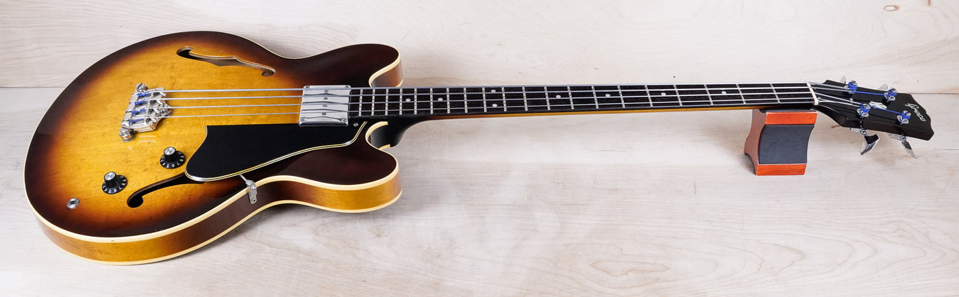 Greco SA-B "Super Real Project" Semi Hollow Body Bass 1987 Brown Sunburst Vintage Made in Japan MIJ w/ Hard Case