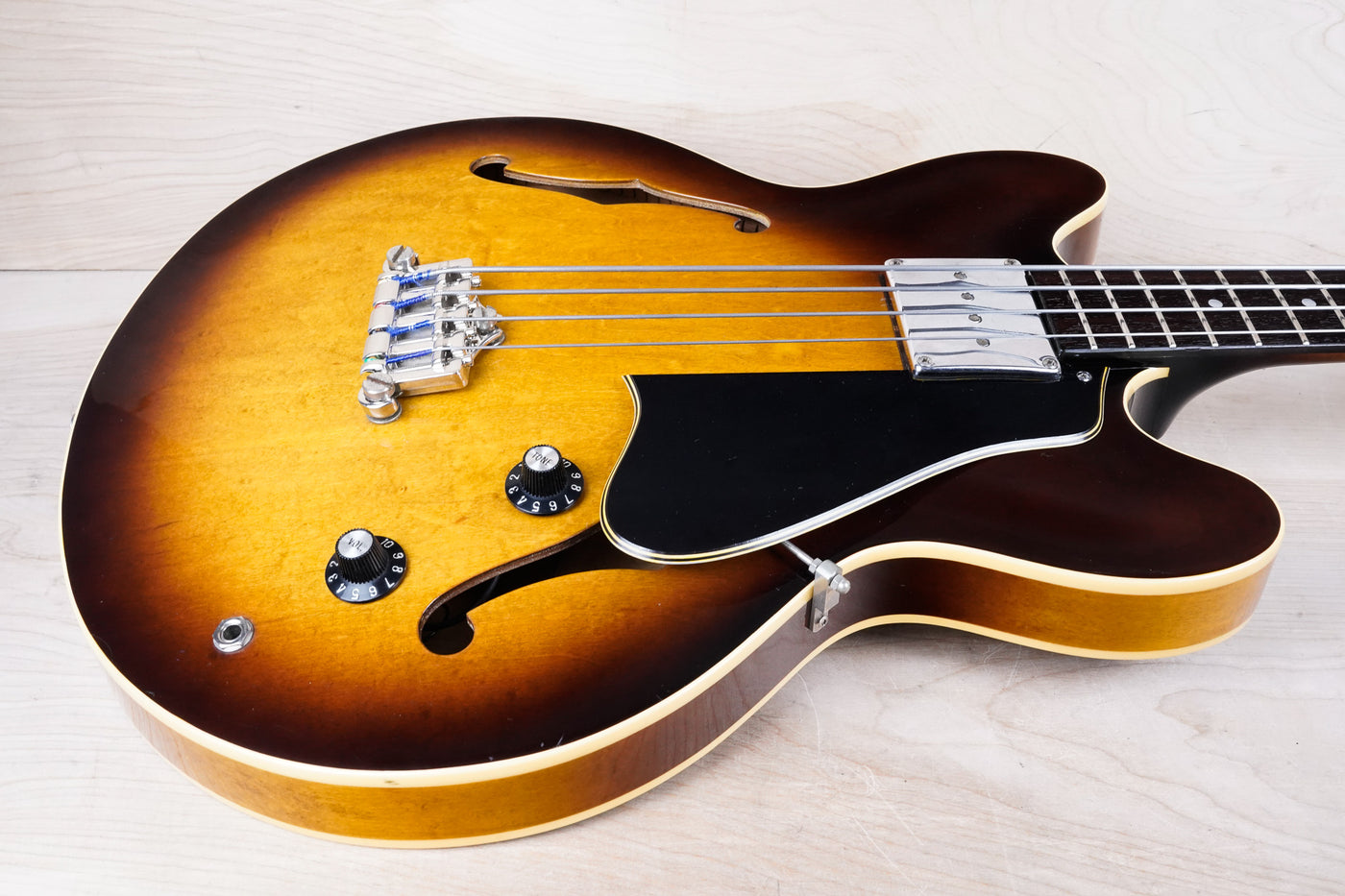 Greco SA-B "Super Real Project" Semi Hollow Body Bass 1987 Brown Sunburst Vintage Made in Japan MIJ w/ Hard Case