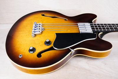 Greco SA-B "Super Real Project" Semi Hollow Body Bass 1987 Brown Sunburst Vintage Made in Japan MIJ w/ Hard Case