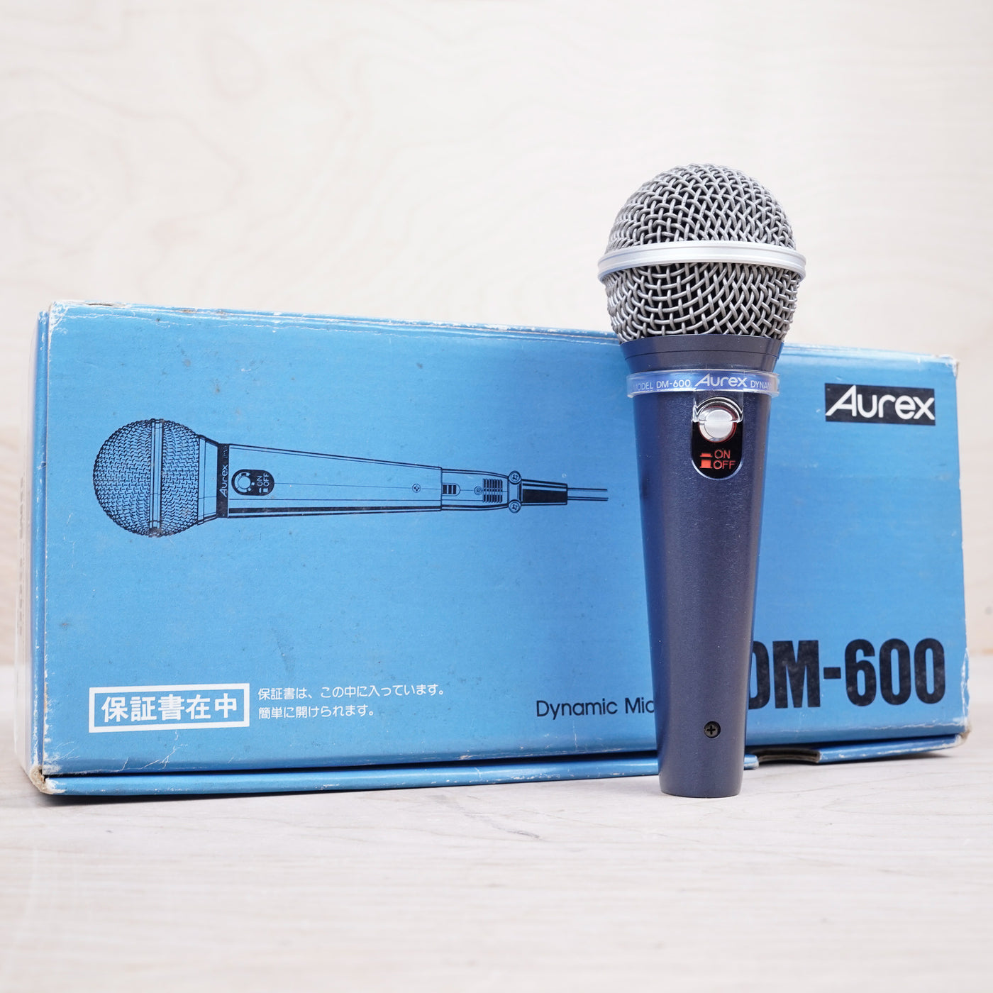 Aurex DM-600 Dynamic Microphone 1970s Toshiba Vintage Made in Japan in Box w/Clip, XLR Cable