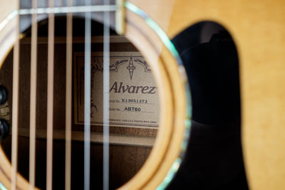Alvarez ABT60E Baritone Acoustic Electric Guitar 2013 Natural w/ Hard Case