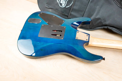 ESP LTD MH-103QM 2014 See Thru Blue Floyd Rose w/ Bag