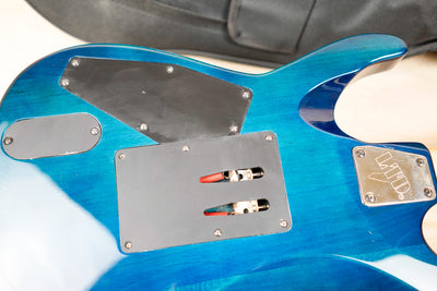 ESP LTD MH-103QM 2014 See Thru Blue Floyd Rose w/ Bag