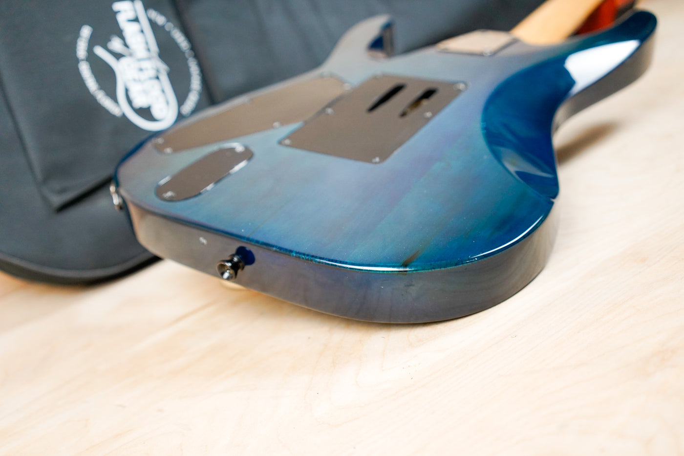 ESP LTD MH-103QM 2014 See Thru Blue Floyd Rose w/ Bag