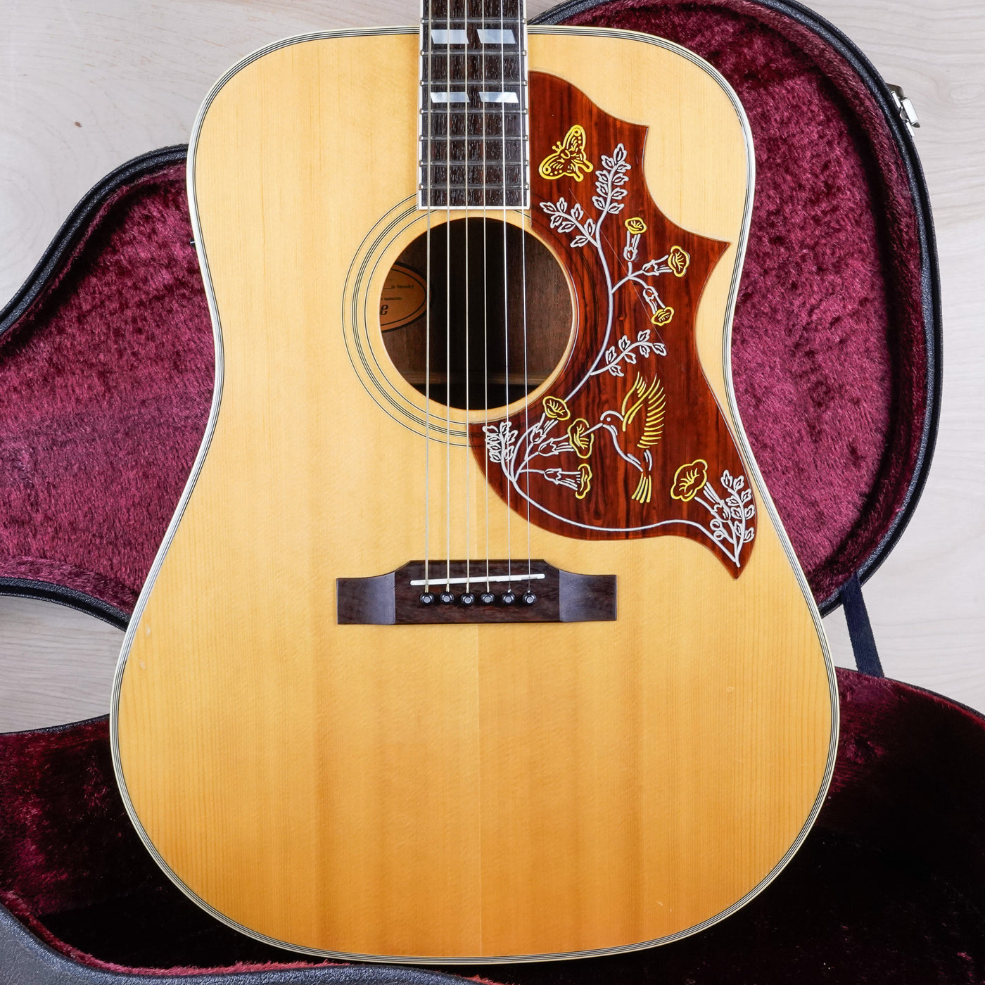 Orville by Gibson Hummingbird MIJ 1991 Natural Lacquer Finish Japan OBG w/ Hard Case