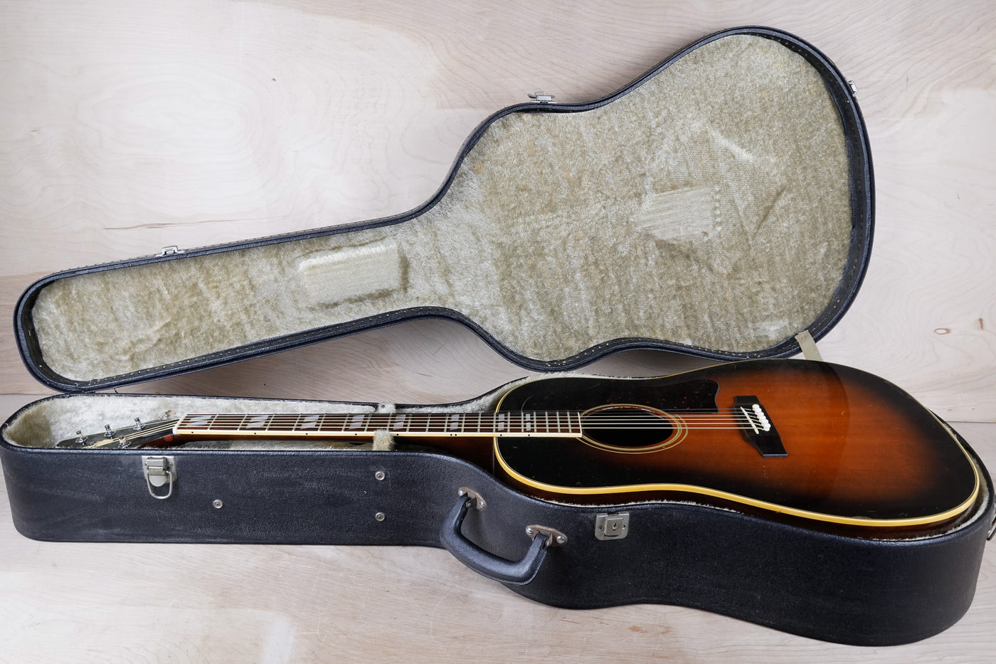 Rider J-401 Acoustic Guitar MIJ 1975 Vintage Sunburst Japan w/ Hard Case