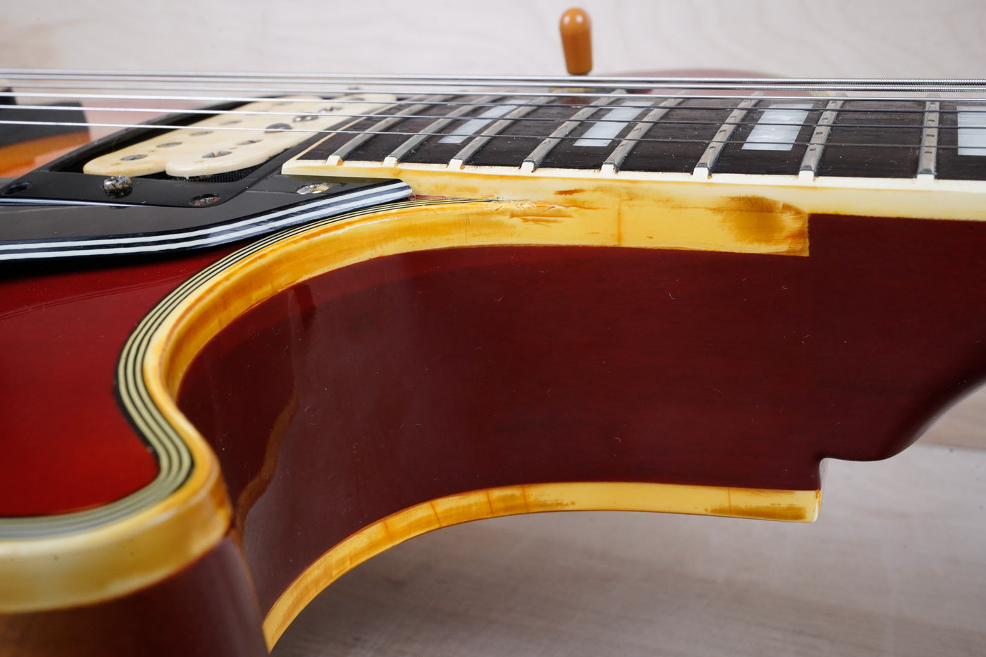 Burny FLC-85 Custom MIJ 1976 with Vintage Dimarzio PAF Pickups Double White Japan Tereda w/ Gig Bag