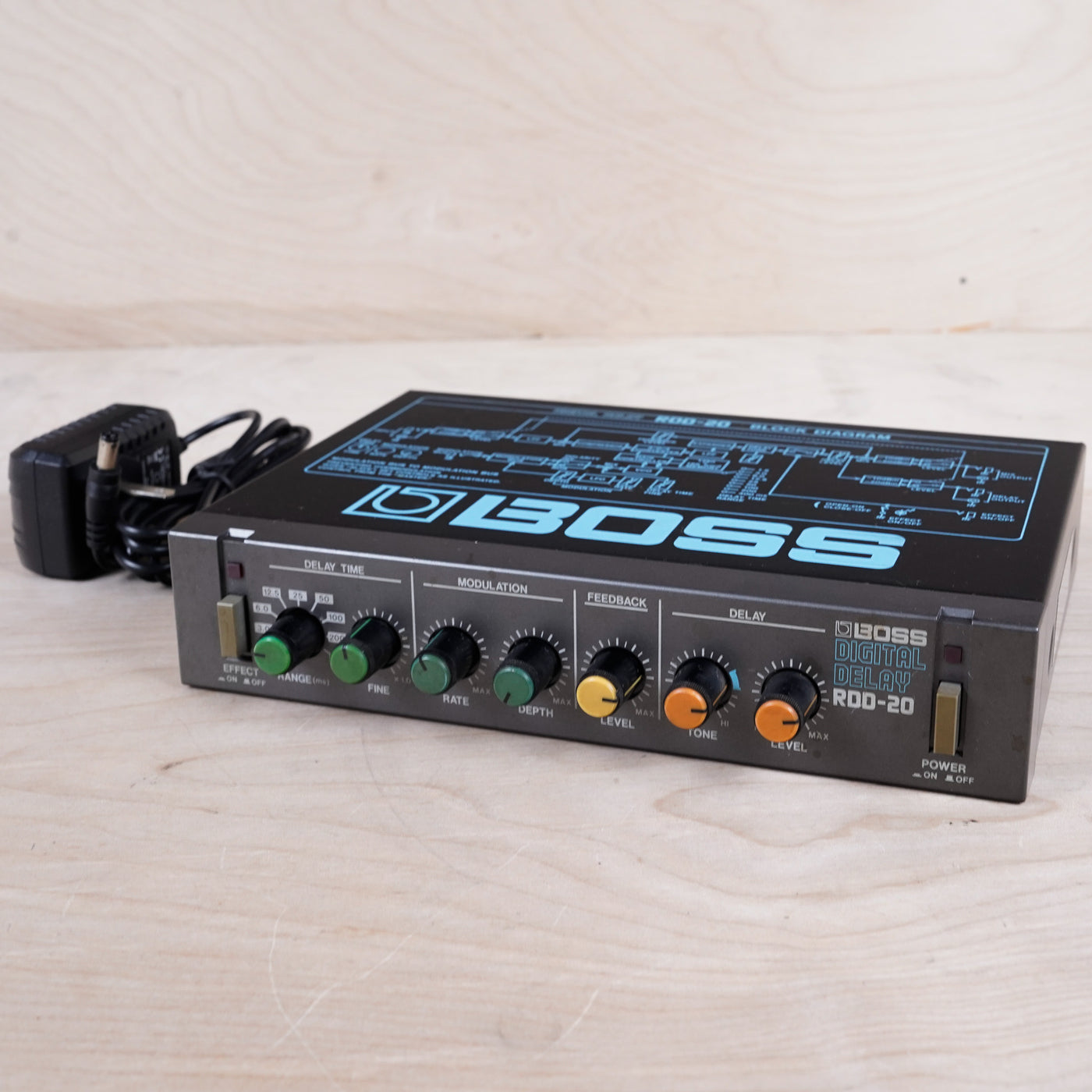 Boss RDD-20 Micro Rack Series Digital Delay Grey Made in Japan MIJ Colored Knobs w/ Power Supply