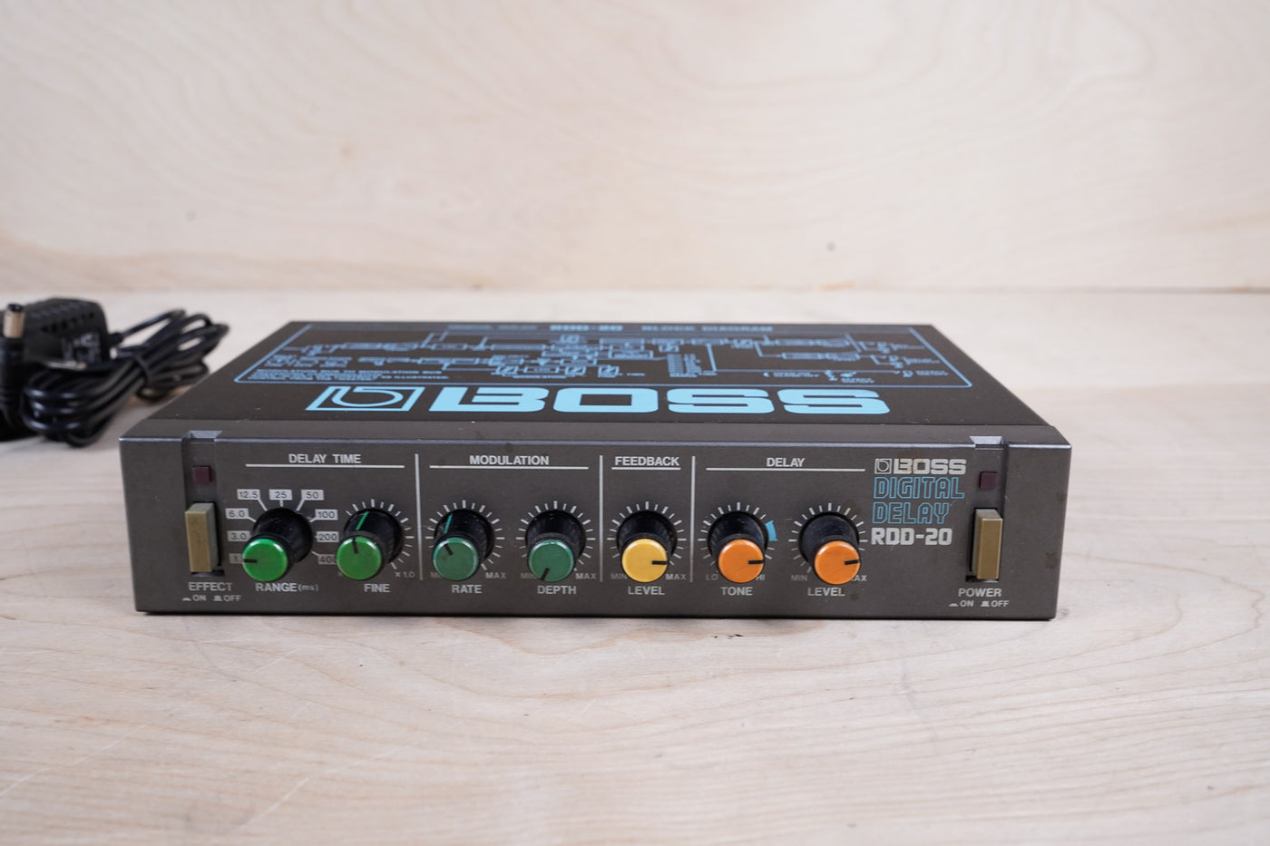 Boss RDD-20 Micro Rack Series Digital Delay Grey Made in Japan MIJ Colored Knobs w/ Power Supply