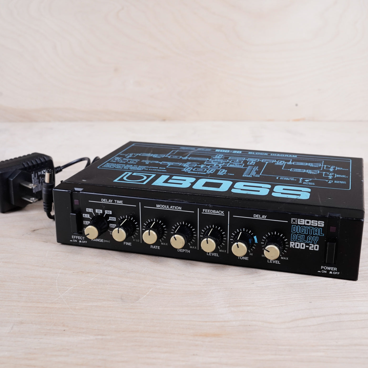 Boss RDD-20 Micro Rack Series Digital Delay Black Made in Japan MIJ White Knobs w/ Power Supply