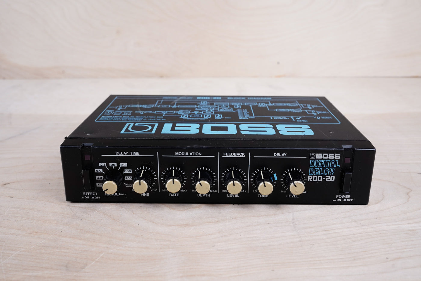 Boss RDD-20 Micro Rack Series Digital Delay Black Made in Japan MIJ White Knobs w/ Power Supply