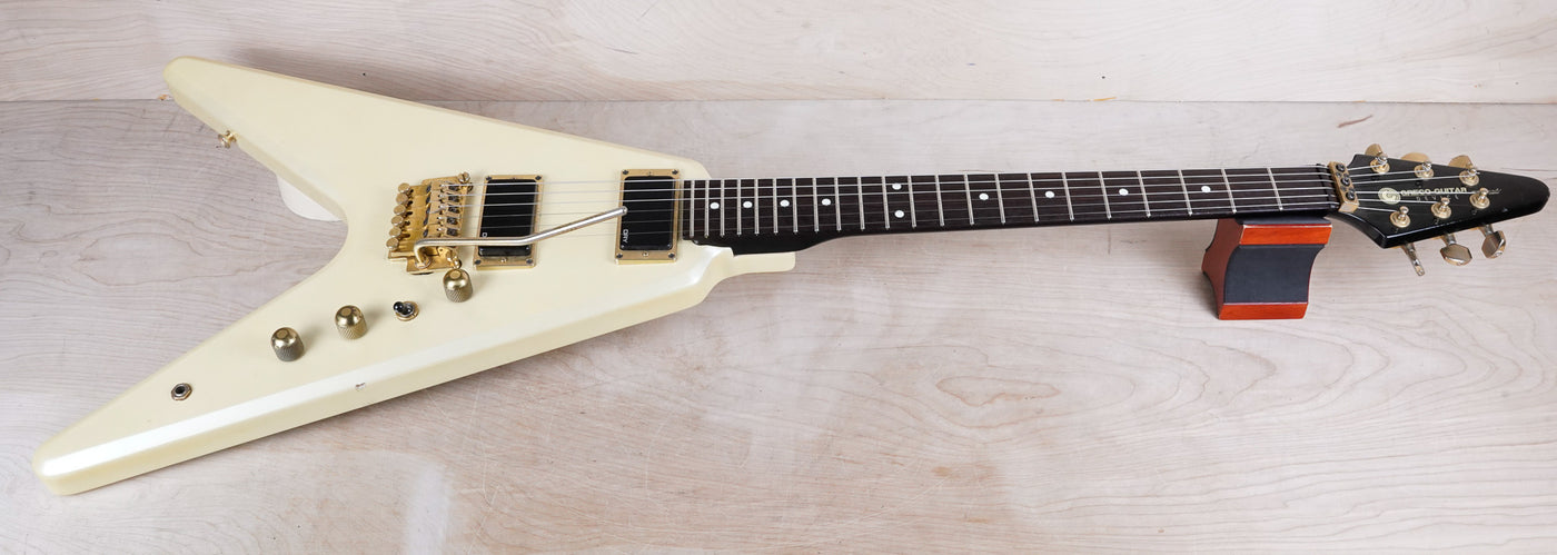 Greco MTV-60 MIJ 1984 Vintage White Dry 1982 Pickups Spin Diver Locking Tremolo Japan Flying V Style w/ Bag