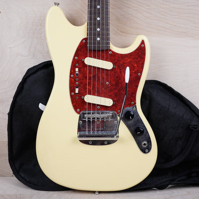 Fender MG-69 Mustang Reissue CIJ 1997 Yellow White Crafted in Japan w/ Bag