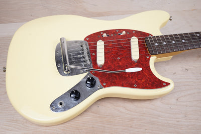 Fender MG-69 Mustang Reissue CIJ 1997 Yellow White Crafted in Japan w/ Bag