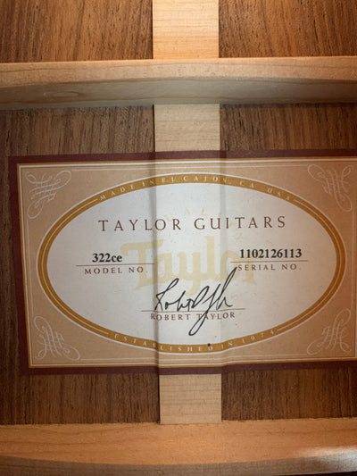 Taylor 322ce Tasmanian Blackwood 2016 Shaded Edgeburst USA w/ OHSC