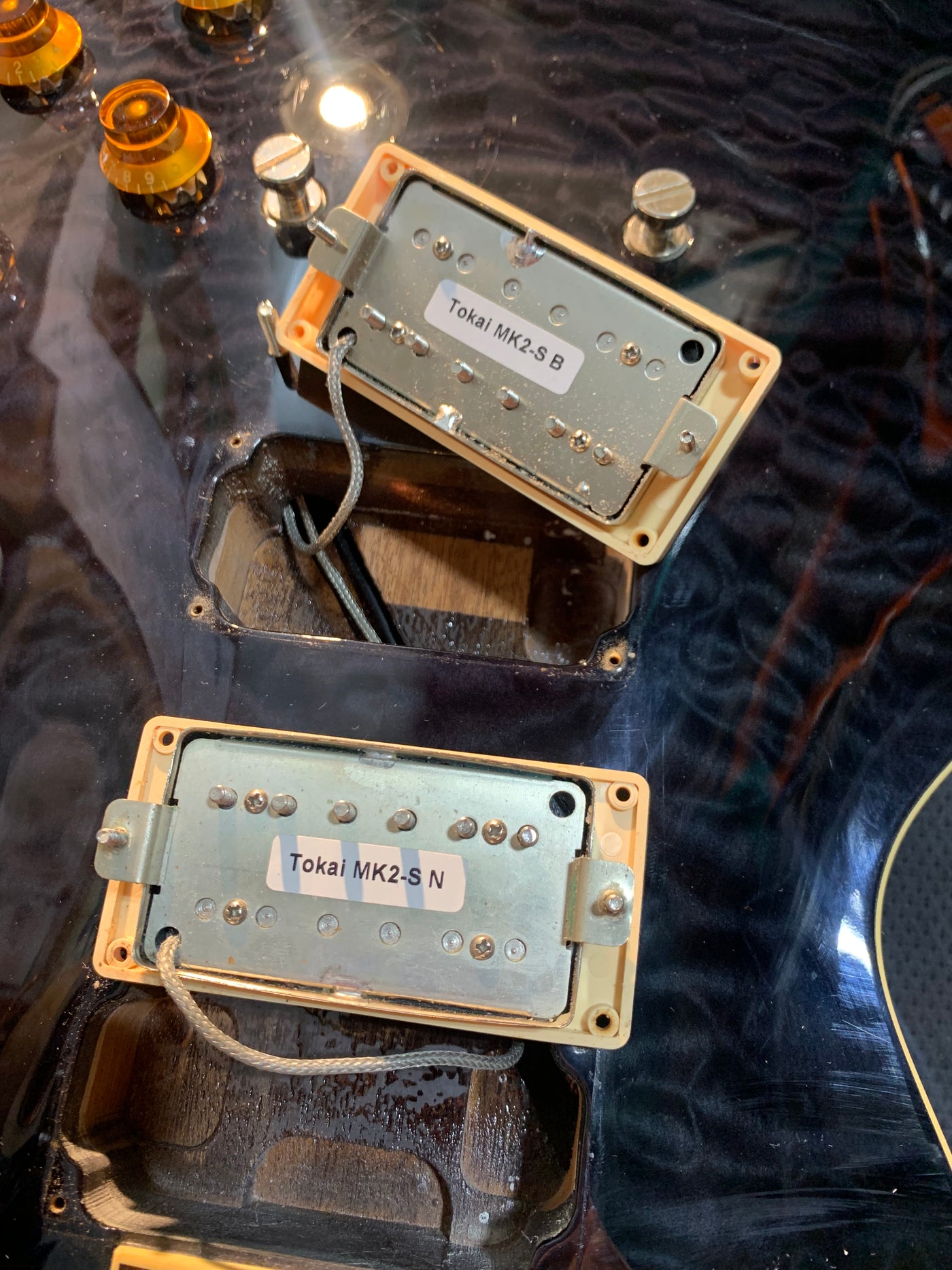 Tokai Love Rock LS142Q 2019 See-Through Black Quilt Top Standard Made in Japan MIJ w/ Bag