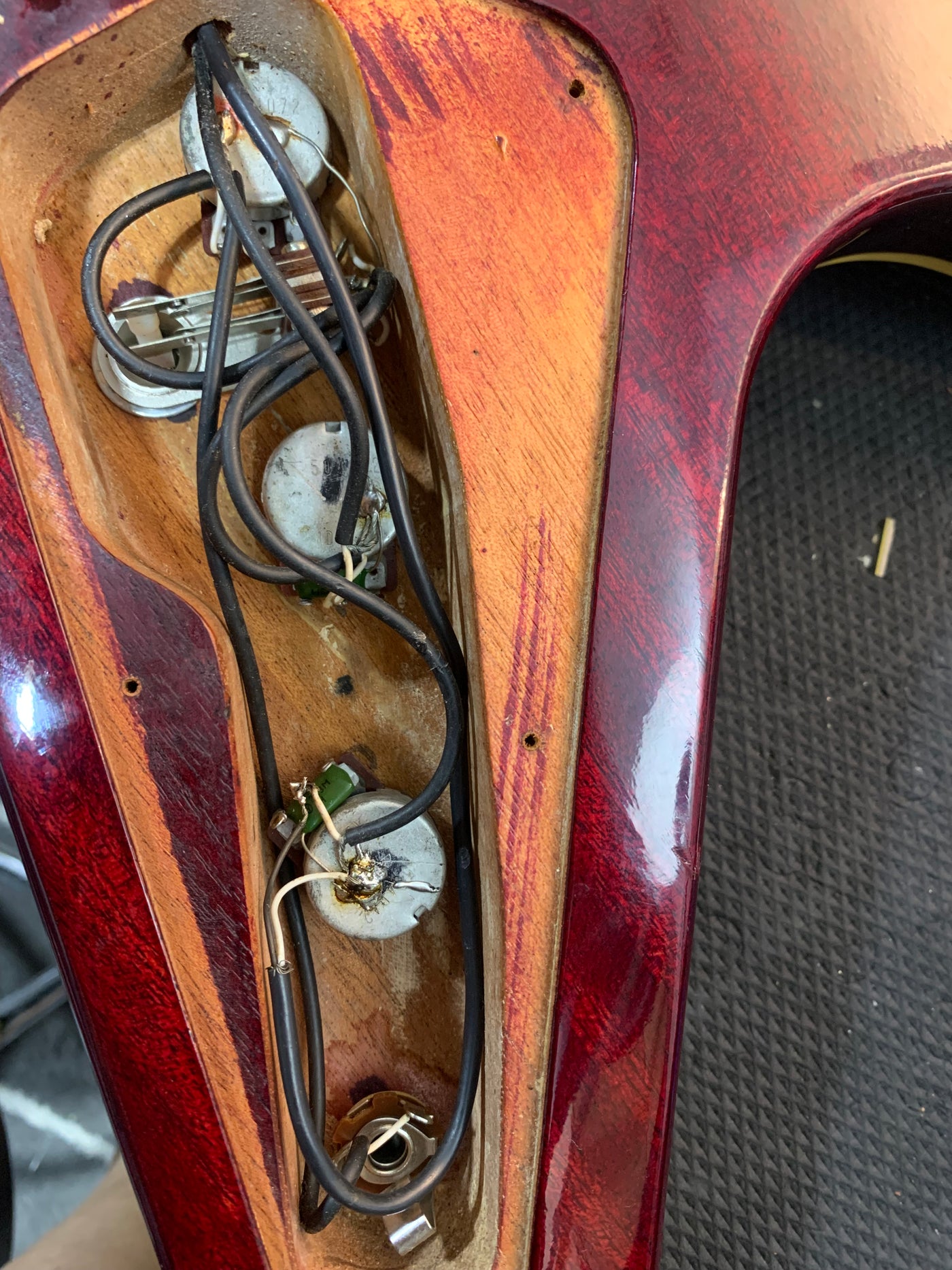 Greco Flying V Non Catalog MIJ 1982 Red Flame CMT Style Made in Japan w/ Bag