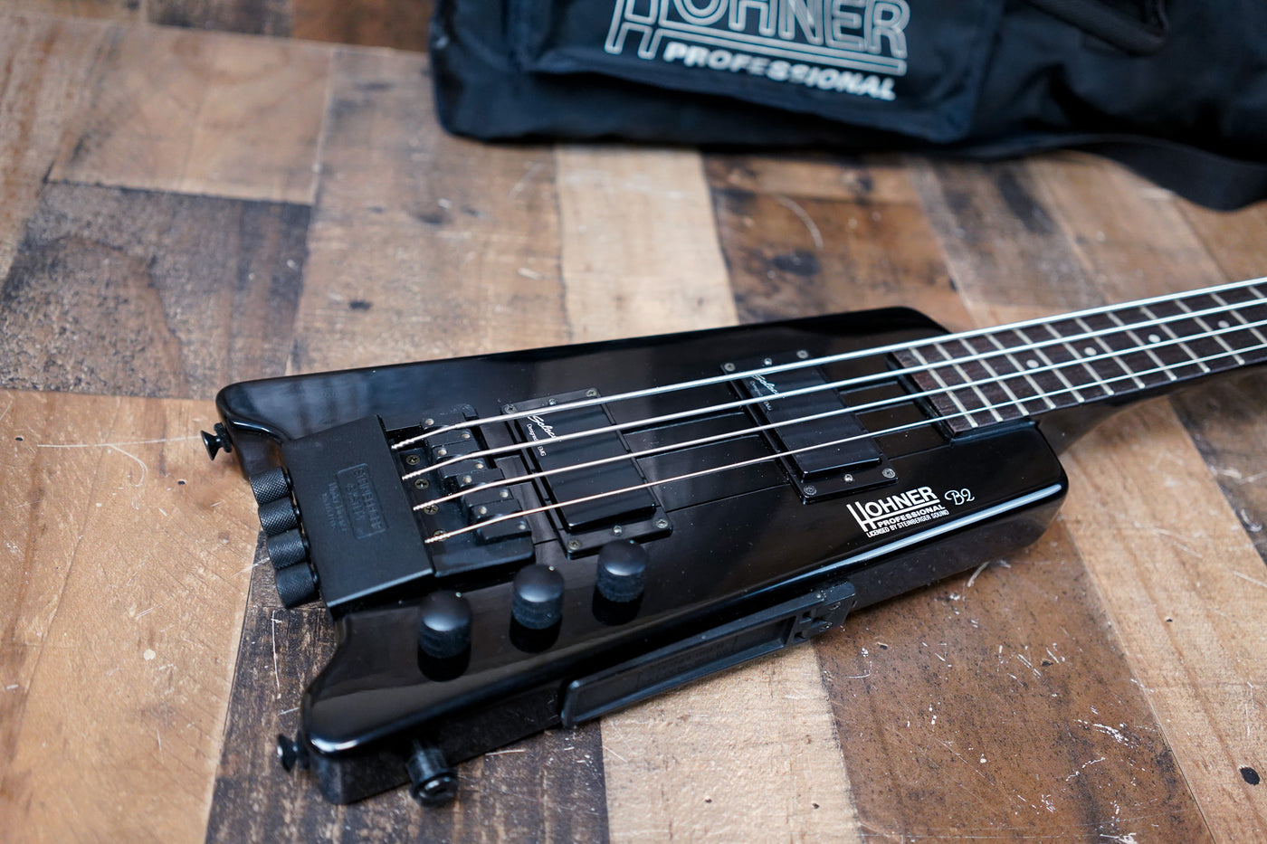 Hohner Professional B2 Headless Bass 1988 Black W/ Bag