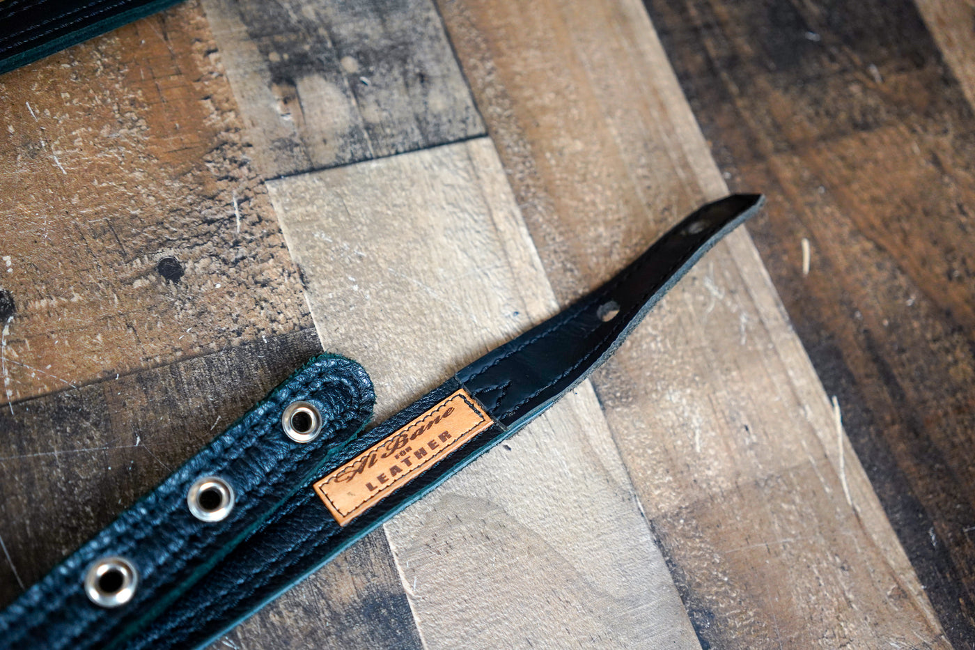Al Bane for Leather Black Leather Guitar or Bass Strap